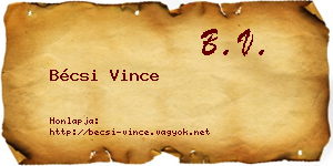 Bécsi Vince névjegykártya